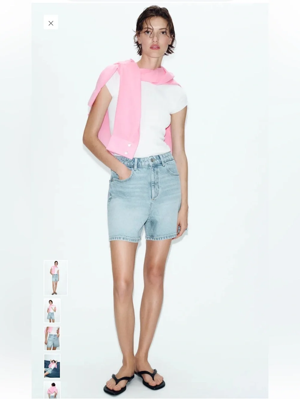 Light Wash Denim Mom Shorts - Women